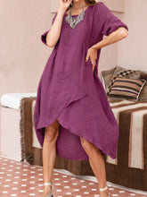 Women's Dresses Round Neck Mid Sleeve Irregular Dress